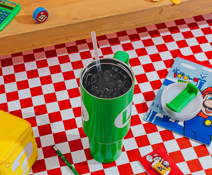 Super Mario Bros. Luigi Icon Metal Travel Tumbler | Holds 40 Ounces