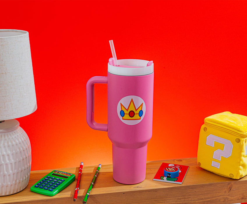 Super Mario Bros. Princess Peach Icon Metal Travel Tumbler | Holds 40 Ounces