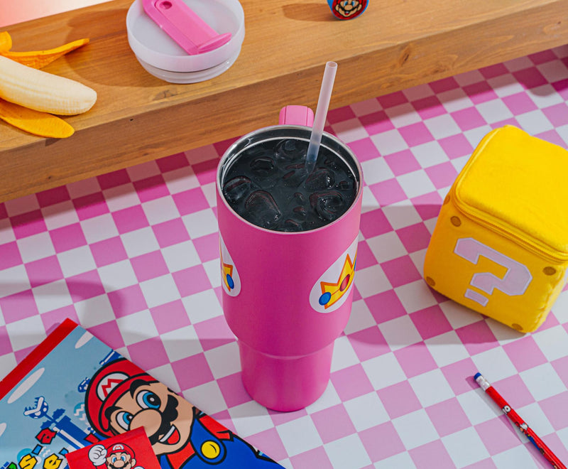 Super Mario Bros. Princess Peach Icon Metal Travel Tumbler | Holds 40 Ounces product image 7 of 8