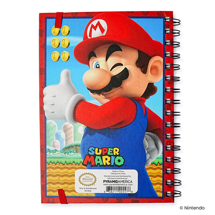 Super Mario 3D Spiral Notebook With Elastic Closure