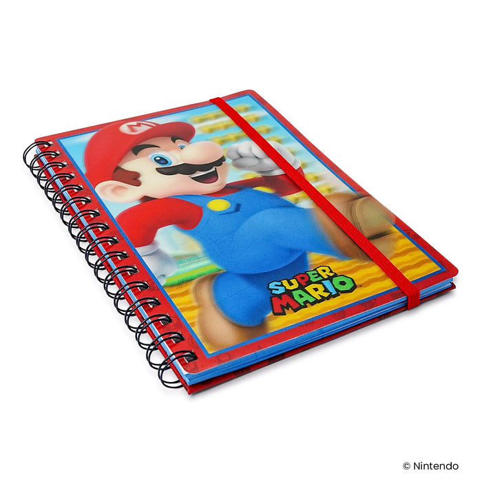 Super Mario 3D Spiral Notebook With Elastic Closure
