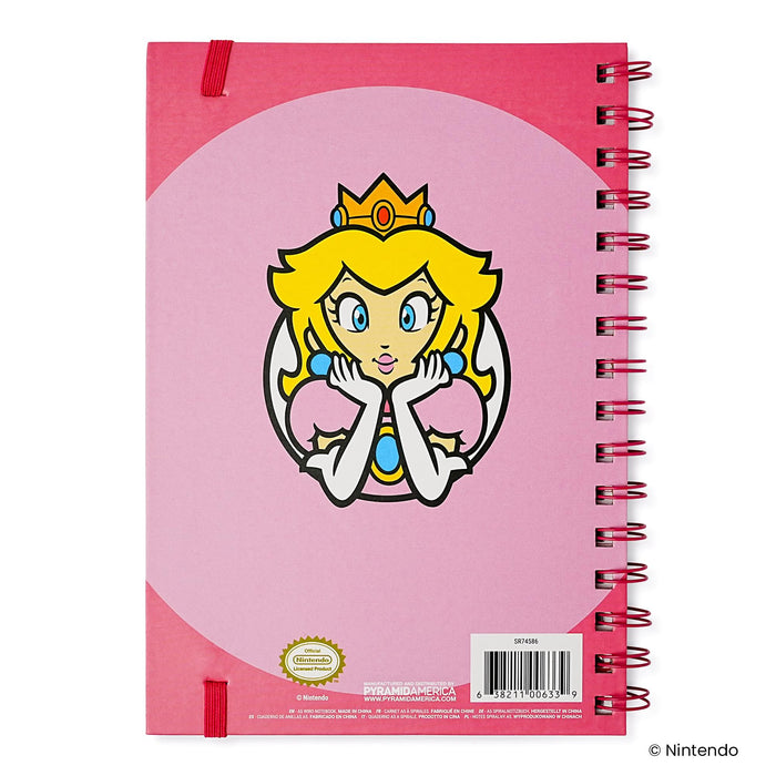 Super Mario Princess Peach Spiral Notebook With Elastic Closure