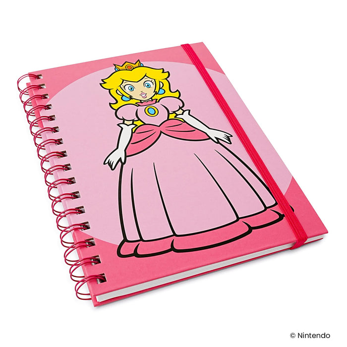 Super Mario Princess Peach Spiral Notebook With Elastic Closure