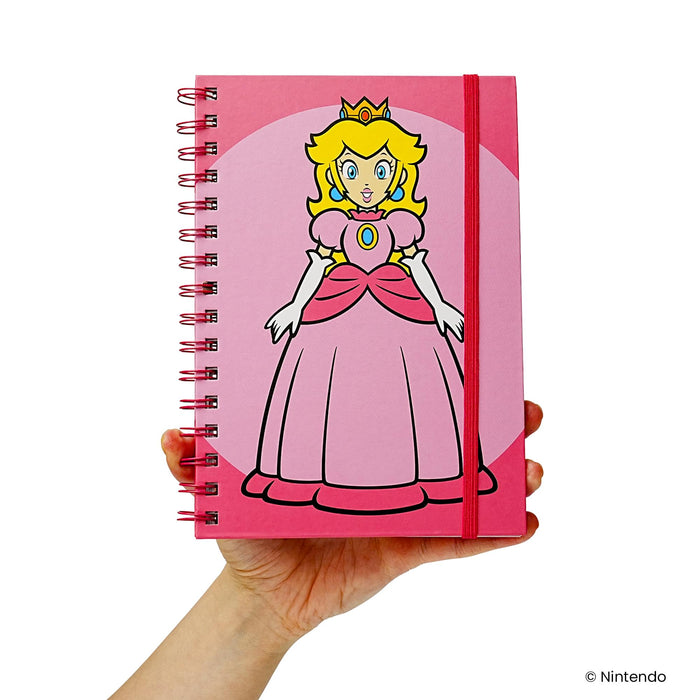 Super Mario Princess Peach Spiral Notebook With Elastic Closure