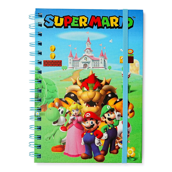 Super Mario Group Spiral Notebook With Elastic Closure