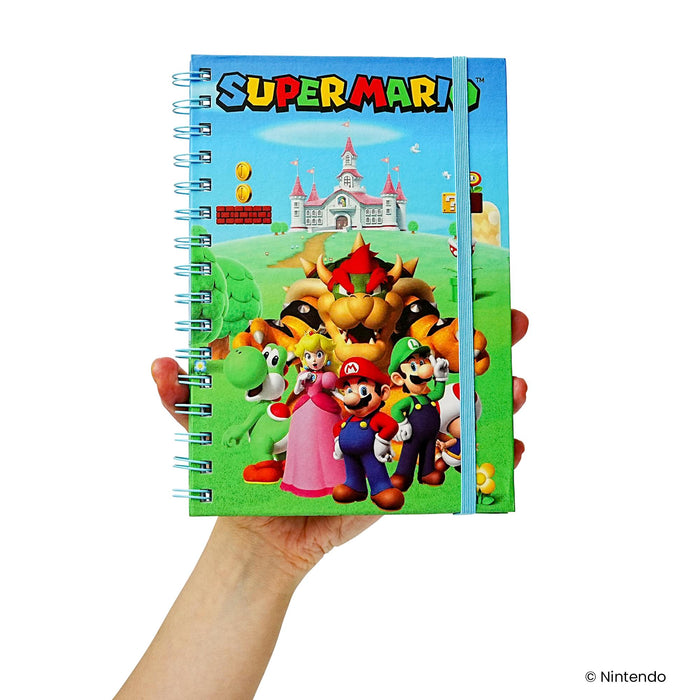 Super Mario Group Spiral Notebook With Elastic Closure
