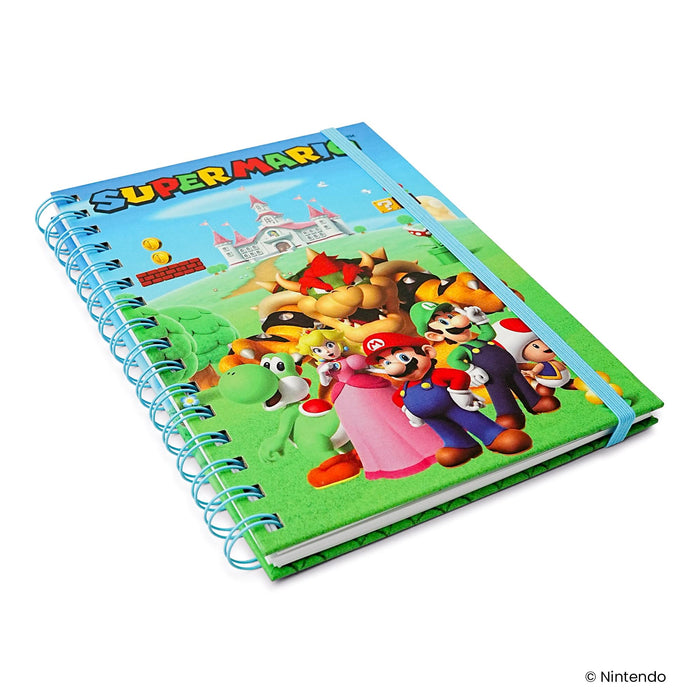 Super Mario Group Spiral Notebook With Elastic Closure