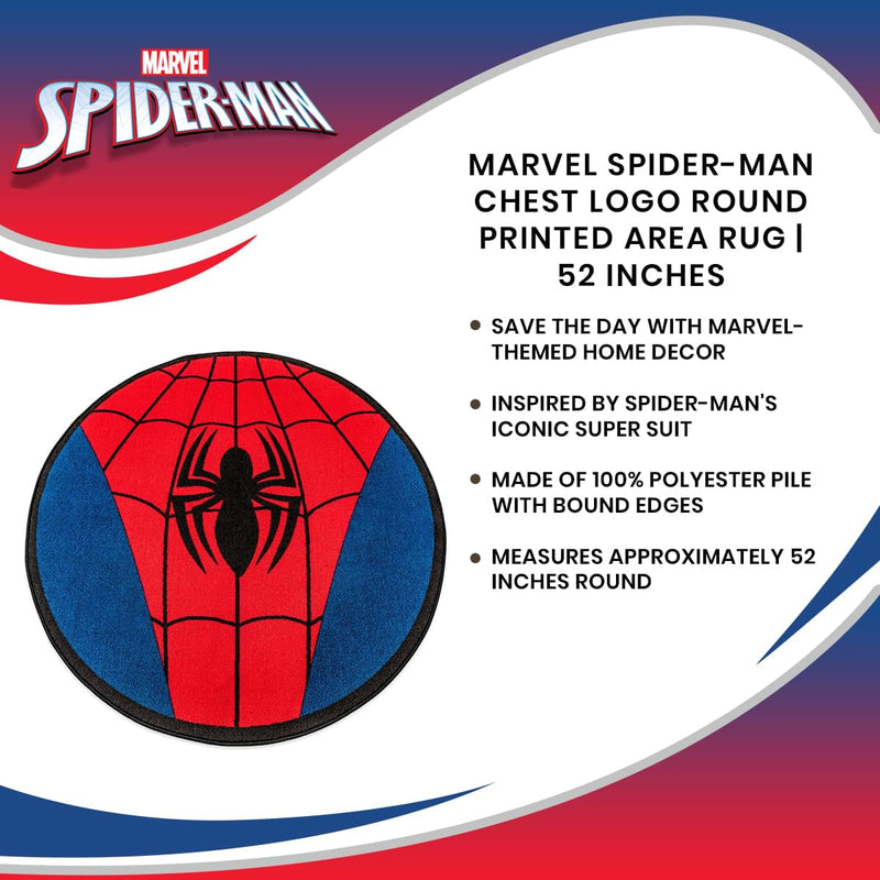 Marvel Spider-Man Chest Logo Round Printed Area Rug | 52 Inches product image 4 of 4