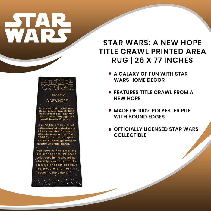 Star Wars: A New Hope - Title Crawl Printed Area Rug | 26 x 77 Inches
