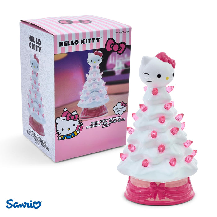 Sanrio - Hello Kitty White Light-Up Ceramic Christmas Tree | 6 Inches Tall