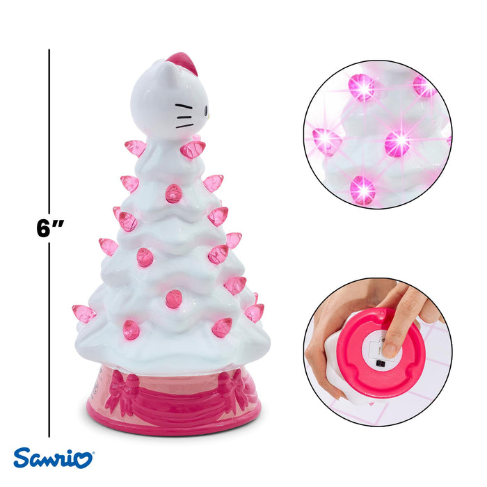 Sanrio - Hello Kitty White Light-Up Ceramic Christmas Tree | 6 Inches Tall