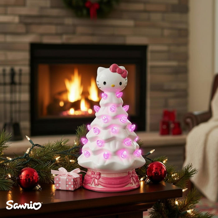 Sanrio - Hello Kitty White Light-Up Ceramic Christmas Tree | 6 Inches Tall