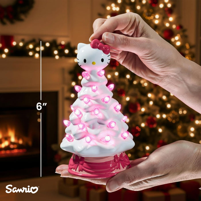 Sanrio - Hello Kitty White Light-Up Ceramic Christmas Tree | 6 Inches Tall