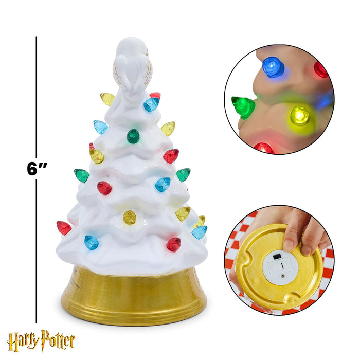 Harry Potter - Hedwig Light-Up Ceramic Christmas Tree | 6 Inches Tall