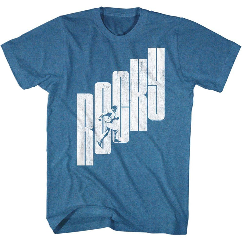 T-Shirt featuring design named Rocky - Letter Steps (Blue)