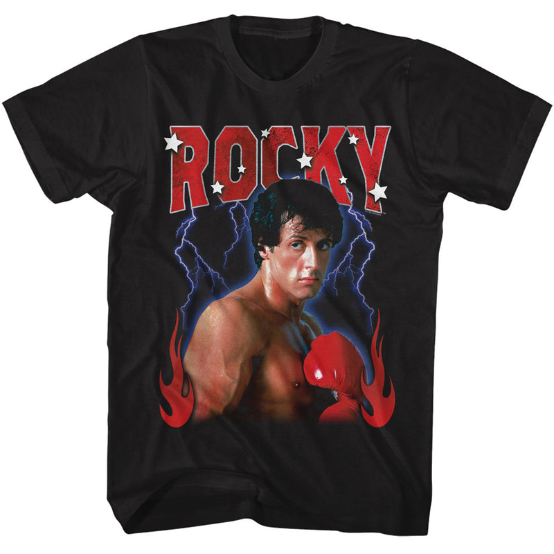 T-Shirt featuring design named Rocky - Lightning & Flames