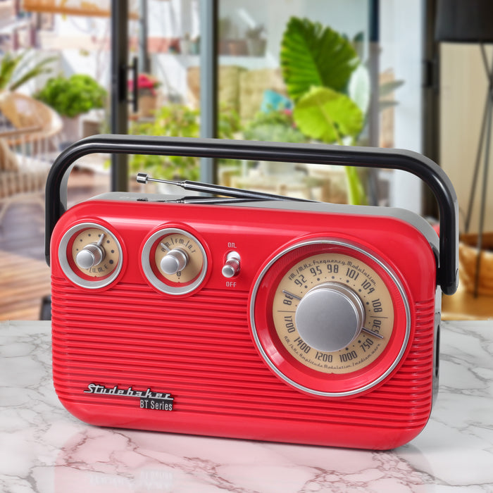 Studebaker 80's Retro Portable AM/FM Radio with Bluetooth