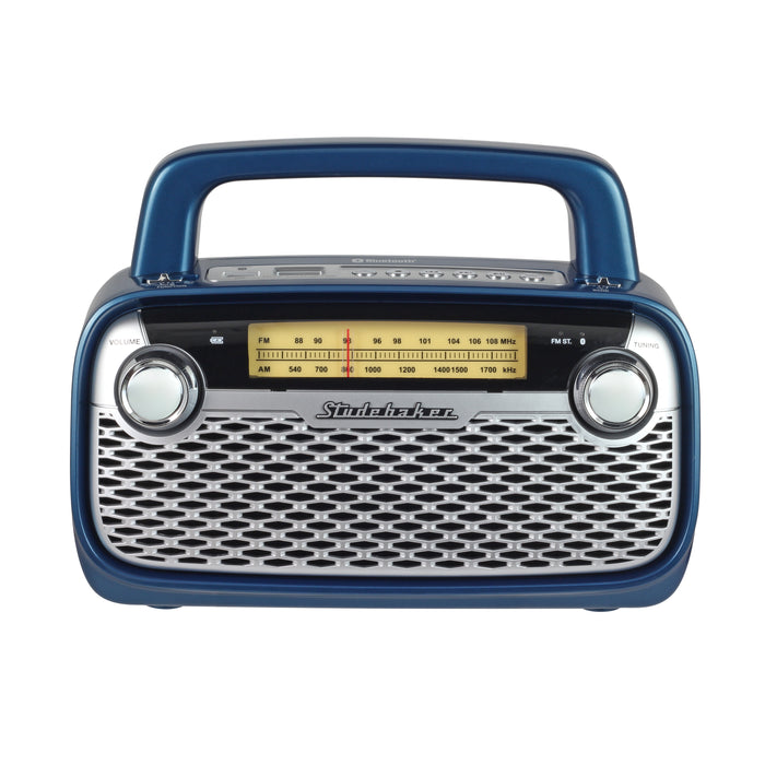 Studebaker AM/FM Portable Radio with Bluetooth, Rechargeable Battery, and High Power