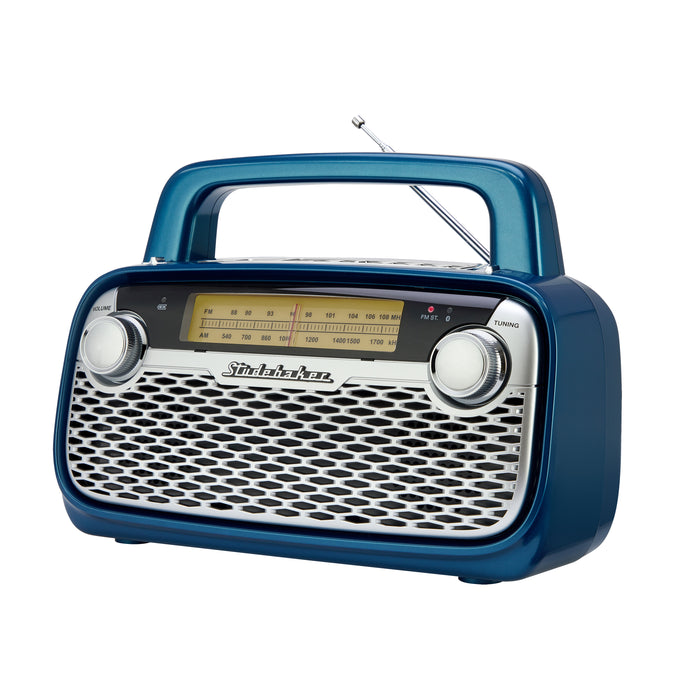 Studebaker AM/FM Portable Radio with Bluetooth, Rechargeable Battery, and High Power
