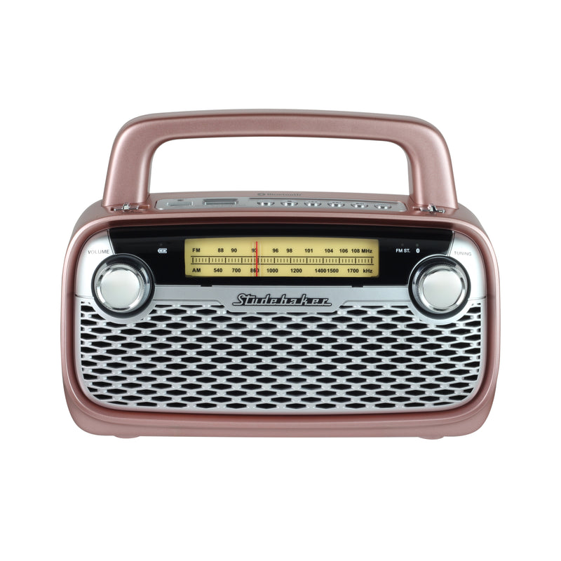 Studebaker AM/FM Portable Radio with Bluetooth, Rechargeable Battery, and High Power