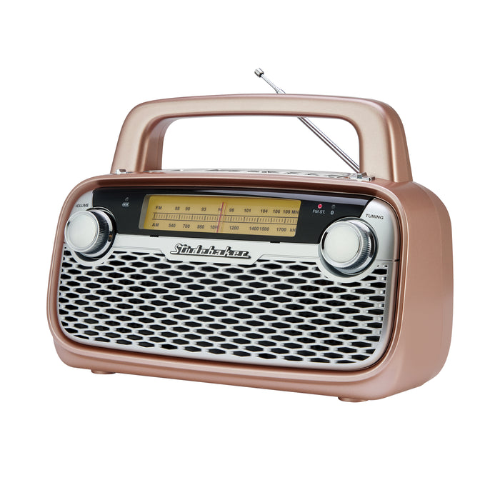 Studebaker AM/FM Portable Radio with Bluetooth, Rechargeable Battery, and High Power