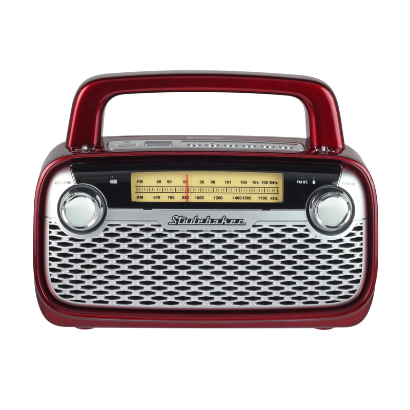 Studebaker AM/FM Portable Radio with Bluetooth, Rechargeable Battery, and High Power