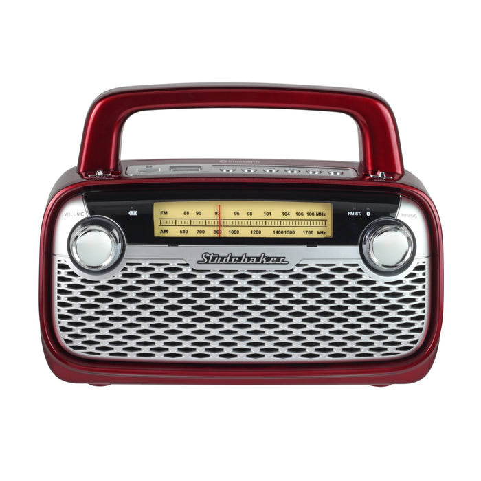 Studebaker AM/FM Portable Radio with Bluetooth, Rechargeable Battery, and High Power