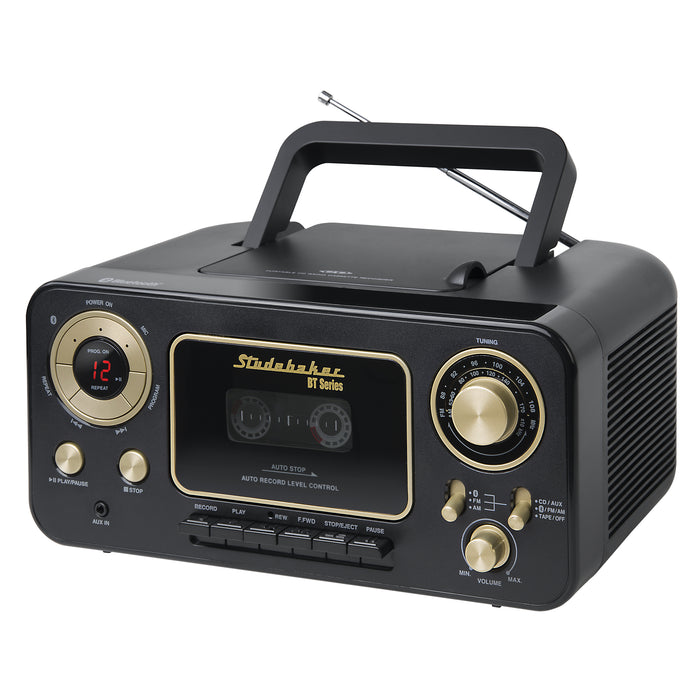 Studebaker Portable Stereo CD Player with Bluetooth, AM/FM Radio and Cassette Player/Recorder