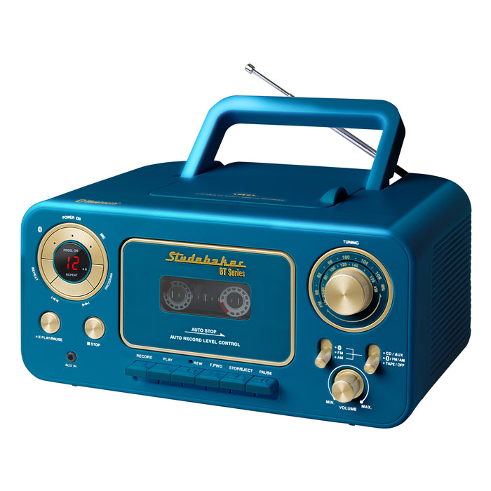 Studebaker Portable Stereo CD Player with Bluetooth, AM/FM Radio and Cassette Player/Recorder