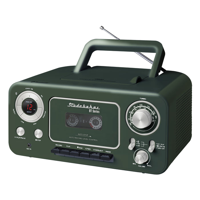 Studebaker Portable Stereo CD Player with Bluetooth, AM/FM Radio and Cassette Player/Recorder