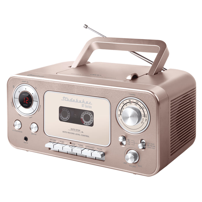 Studebaker Portable Stereo CD Player with Bluetooth, AM/FM Radio and Cassette Player/Recorder