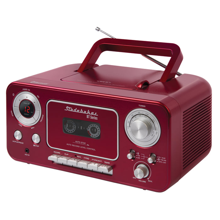 Studebaker Portable Stereo CD Player with Bluetooth, AM/FM Radio and Cassette Player/Recorder