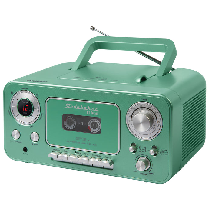 Studebaker Portable Stereo CD Player with Bluetooth, AM/FM Radio and Cassette Player/Recorder