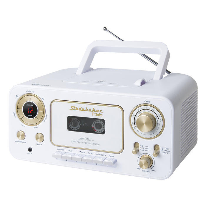 Studebaker Portable Stereo CD Player with Bluetooth, AM/FM Radio and Cassette Player/Recorder