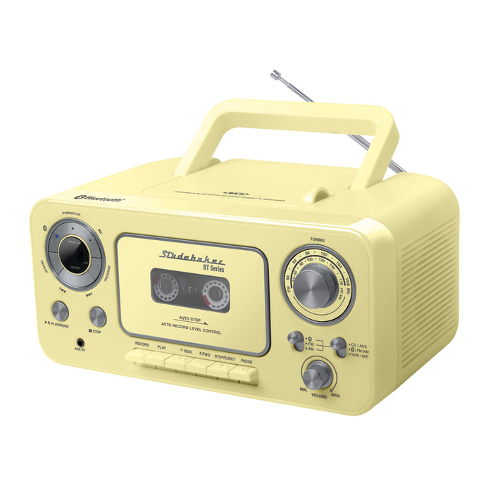 Studebaker Portable Stereo CD Player with Bluetooth, AM/FM Radio and Cassette Player/Recorder