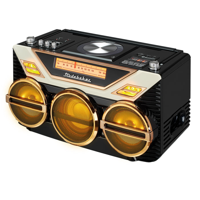 Studebaker Portable Avanti Stereo Boombox with Bluetooth/CD/FM Stereo Analog Radio/15W Subwoofer