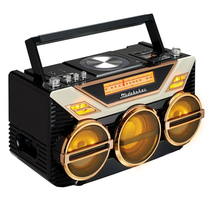 Studebaker Portable Avanti Stereo Boombox with Bluetooth/CD/FM Stereo Analog Radio/15W Subwoofer