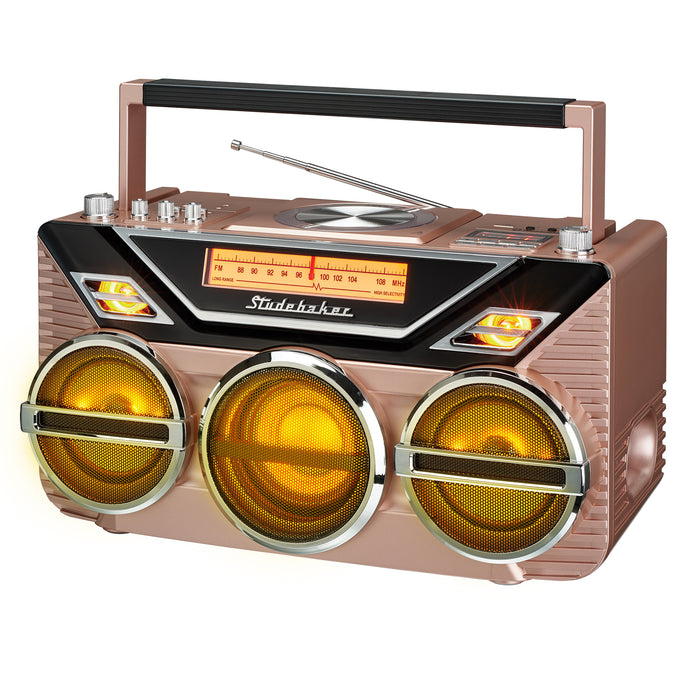 Studebaker Portable Avanti Stereo Boombox with Bluetooth/CD/FM Stereo Analog Radio/15W Subwoofer