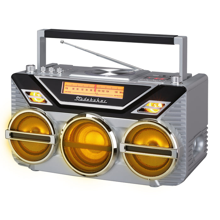 Studebaker Portable Avanti Stereo Boombox with Bluetooth/CD/FM Stereo Analog Radio/15W Subwoofer