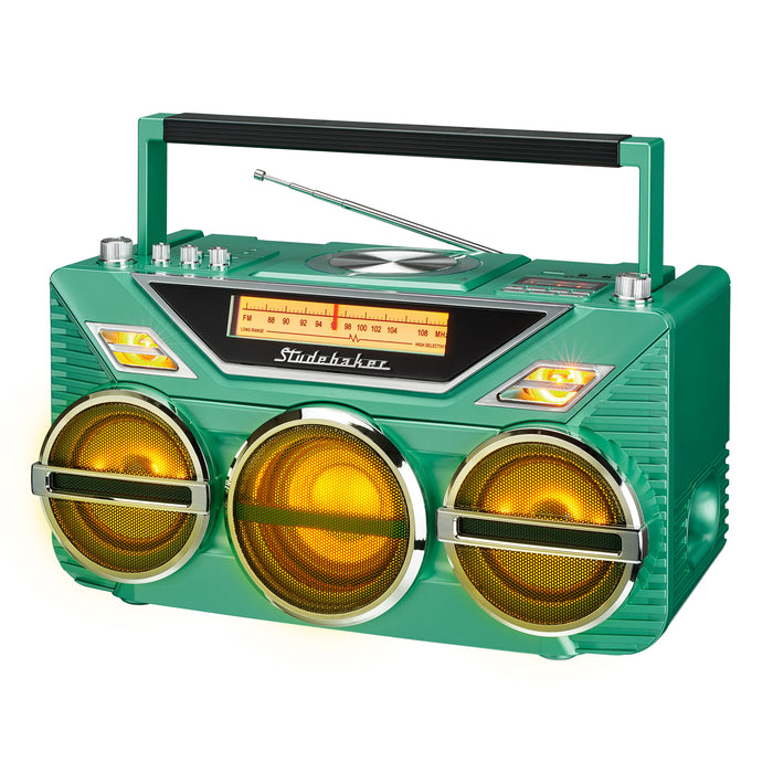 Studebaker Portable Avanti Stereo Boombox with Bluetooth/CD/FM Stereo Analog Radio/15W Subwoofer