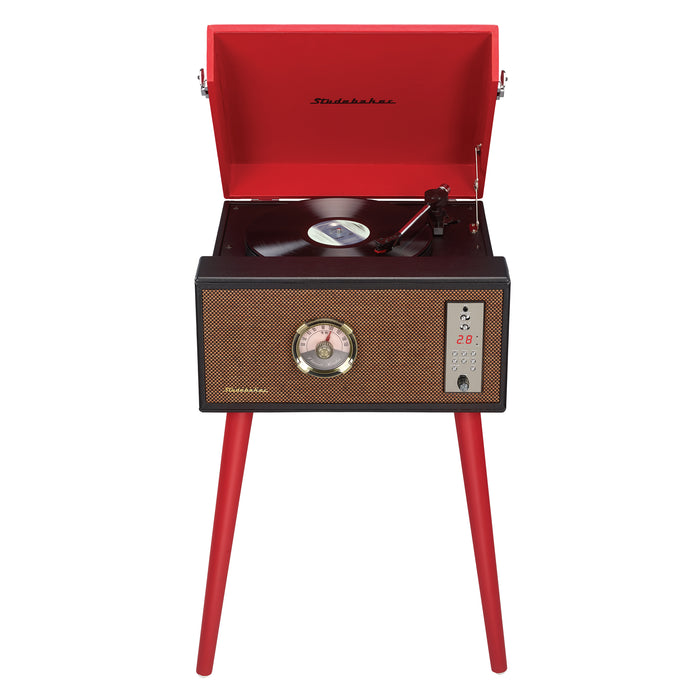 Studebaker Floor Stand Turntable with Bluetooth Receiver, CD Player, Analog FM Radio, MDF Wood Cabinet, 2 x 3W RMS speakers