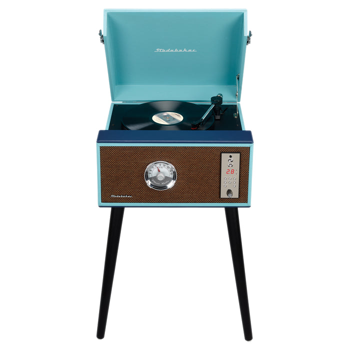 Studebaker Floor Stand Turntable with Bluetooth Receiver, CD Player, Analog FM Radio, MDF Wood Cabinet, 2 x 3W RMS speakers
