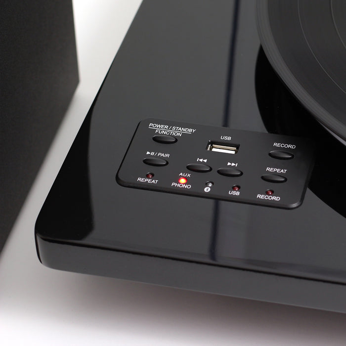Studebaker Studio 88 Modern, Full-Size Low-Profile Turntable w/Bluetooth Receiver/AT Magnetic Cartridge/Stereo Speakers (30W RMS)/USB Direct Recording