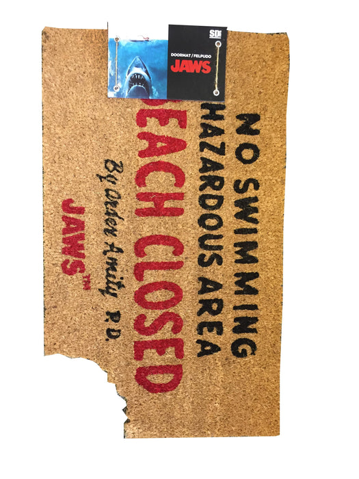 Jaws "Beach Closed" With Shark Bite Coir Doormat | 17 x 29 Inches