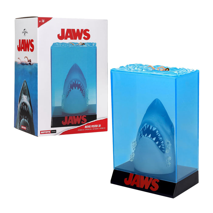 Jaws - 50th Anniversary Light-Up 3D Movie Poster Statue | 12 Inches Tall