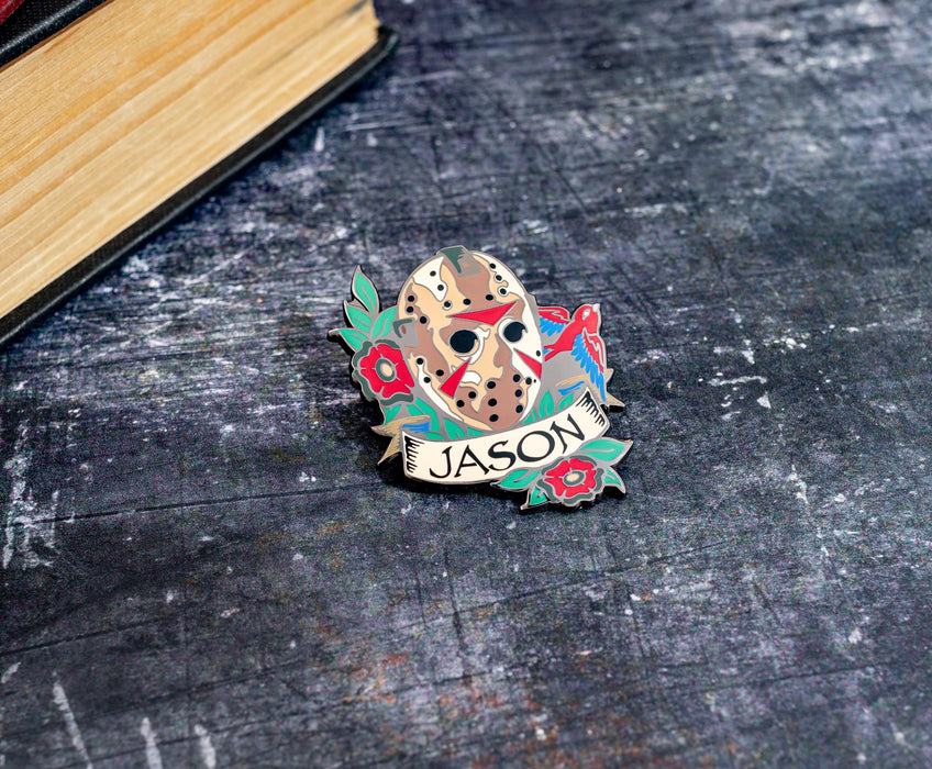 Friday The 13th - Jason Voorhees Mask Traditional Tattoo Enamel Pin