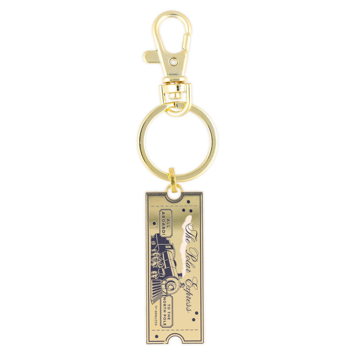 The Polar Express "Believe" Gold Train Ticket Enamel Charm Keychain