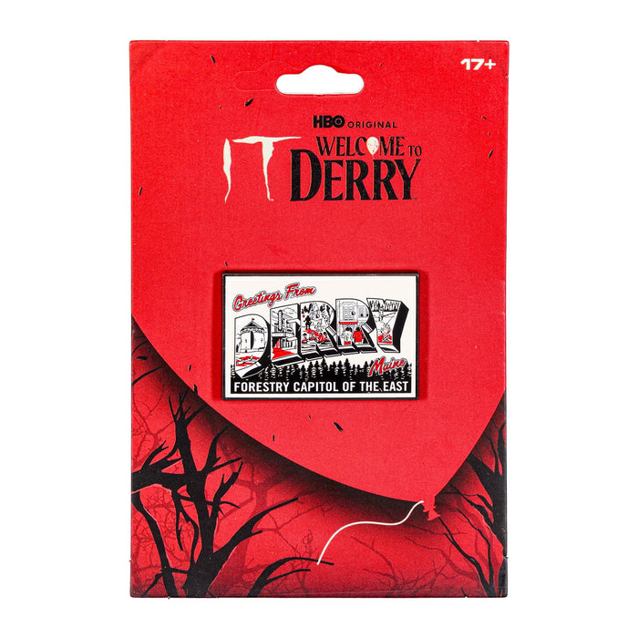 IT - "Greetings From Derry" Postcard Printed Enamel Pin