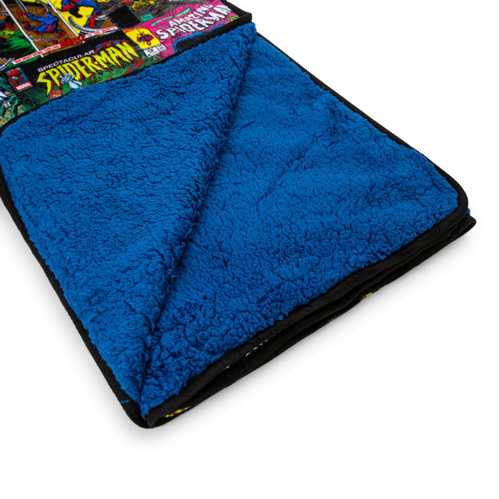 Marvel Spider-Man 60th Anniversary Special Edition Blue Sherpa Throw Blanket