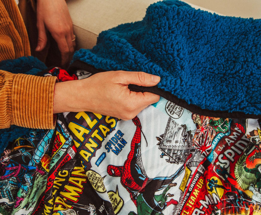 Marvel Spider-Man 60th Anniversary Special Edition Blue Sherpa Throw Blanket